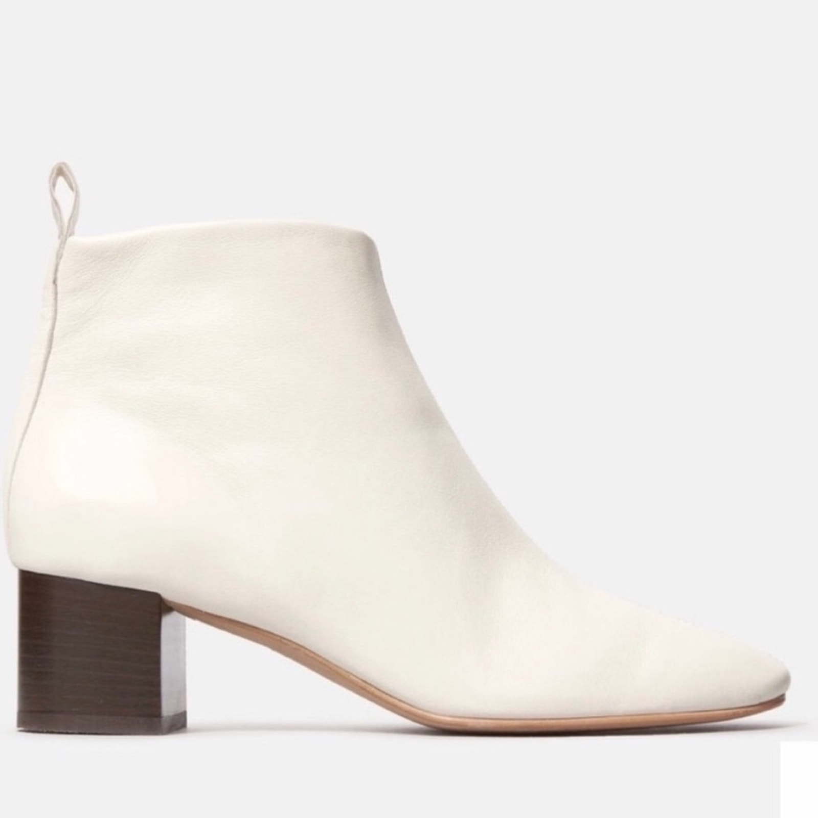 Everlane Off-White Ankle Booties With Block Heel
